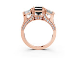 Rose gold Three-Stone Fancy Black Princess Cut Cut Diamond Ring with Channel-Set Band and Four-Prong Setting_15
