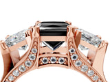 Rose gold Three-Stone Fancy Black Princess Cut Cut Diamond Ring with Channel-Set Band and Four-Prong Setting_16