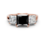 Rose gold Three-Stone Fancy Black Princess Cut Cut Diamond Ring with Channel Set Band and Four-Prong Setting_24