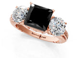 Rose gold Three-Stone Fancy Black Princess Cut Cut Diamond Ring with Channel-Set Band and Prong Setting_1