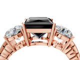 Rose gold Three-Stone Fancy Black Princess Cut Cut Diamond Ring with Channel-Set Band and Prong Setting_4