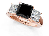 Rose gold Three-Stone Fancy Black Princess Cut Cut Diamond Ring with Prong Setting and Classic Band_1
