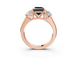 Rose gold Three-Stone Fancy Black Princess Cut Cut Diamond Ring with Prong Setting and Classic Band_3