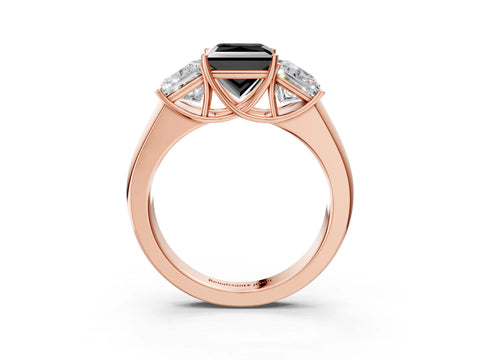 Rose gold Three-Stone Fancy Black Princess Cut Cut Diamond Ring with Prong Setting and Classic Band_3