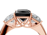 Rose gold Three-Stone Fancy Black Princess Cut Cut Diamond Ring with Prong Setting and Classic Band_4