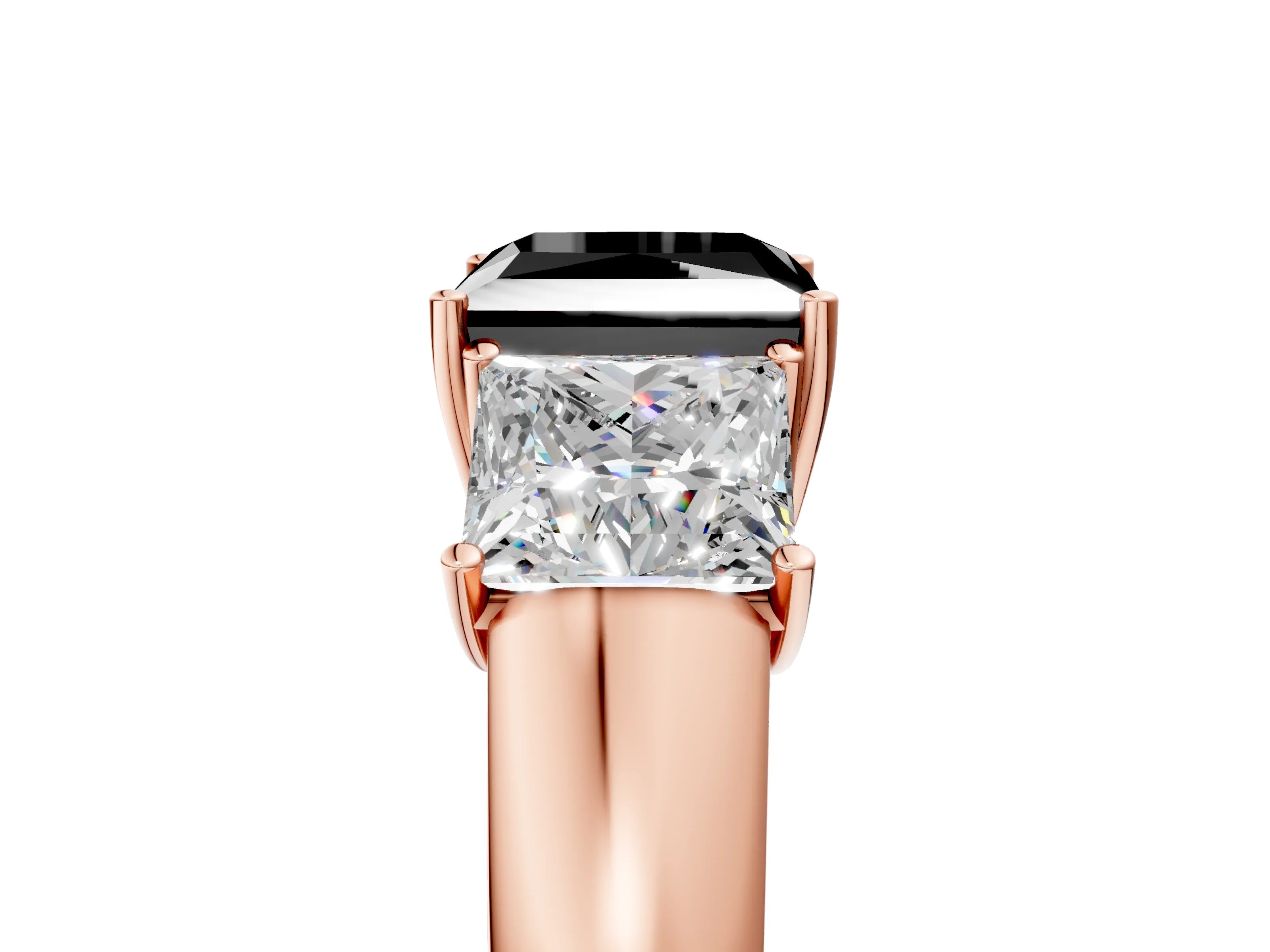 Rose gold Three-Stone Fancy Black Princess Cut Cut Diamond Ring with Prong Setting and Classic Band_5