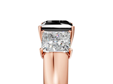 Rose gold Three-Stone Fancy Black Princess Cut Cut Diamond Ring with Prong Setting and Classic Band_5