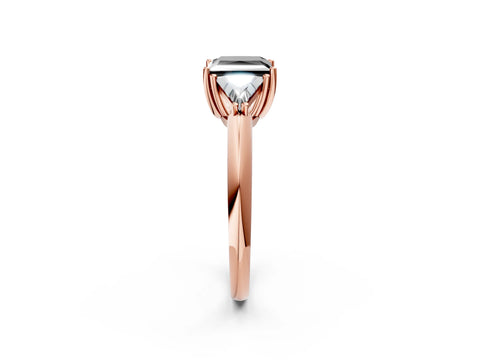 Rose gold Three-Stone Fancy Black Princess Cut Cut Diamond Ring with Trillion Side Stones and Four-Prong Setting_5