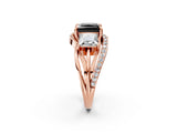 Rose gold Three-Stone Fancy Black Princess Cut Cut Diamond Split Shank Prong Set Ring_14
