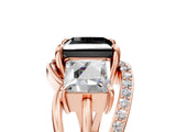 Rose gold Three-Stone Fancy Black Princess Cut Cut Diamond Split Shank Prong Set Ring_17