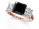 Rose gold Three-Stone Fancy Black Princess Cut Cut Solitaire Ring with Classic Prong Setting_1