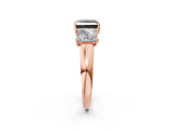 Rose gold Three-Stone Fancy Black Princess Cut Cut Solitaire Ring with Classic Prong Setting_2