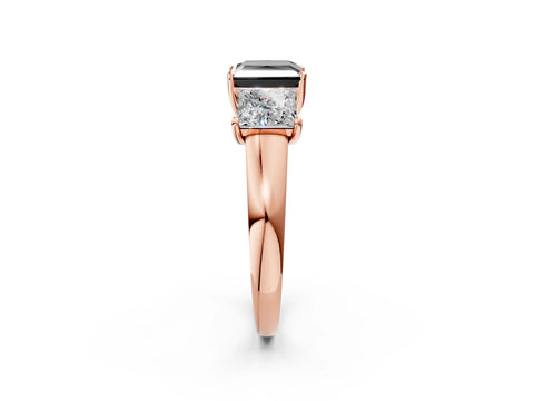 Rose gold Three-Stone Fancy Black Princess Cut Cut Solitaire Ring with Classic Prong Setting_2