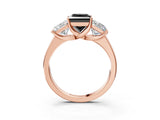 Rose gold Three-Stone Fancy Black Princess Cut Cut Solitaire Ring with Classic Prong Setting_3