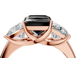 Rose gold Three-Stone Fancy Black Princess Cut Cut Solitaire Ring with Classic Prong Setting_4
