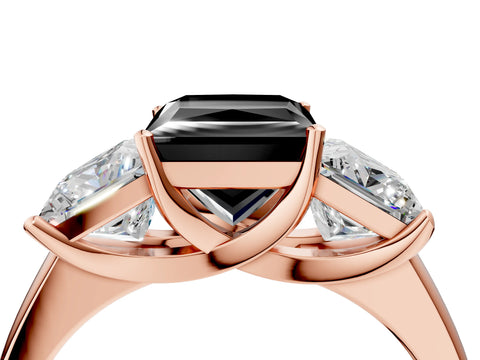 Rose gold Three-Stone Fancy Black Princess Cut Cut Solitaire Ring with Classic Prong Setting_4