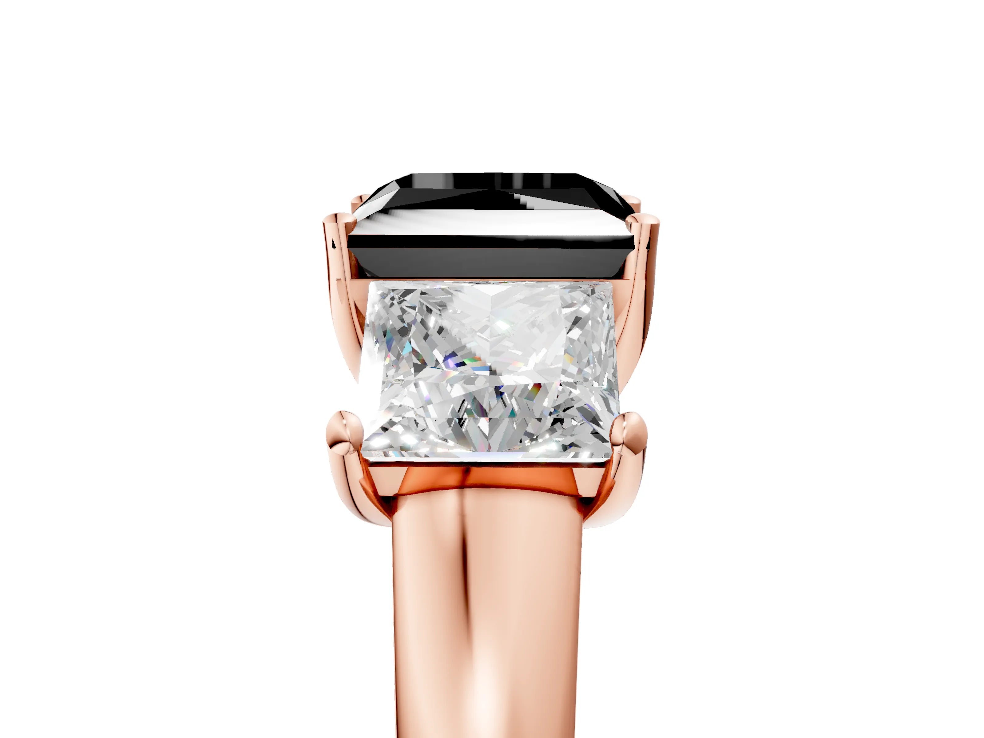 Rose gold Three-Stone Fancy Black Princess Cut Cut Solitaire Ring with Classic Prong Setting_5
