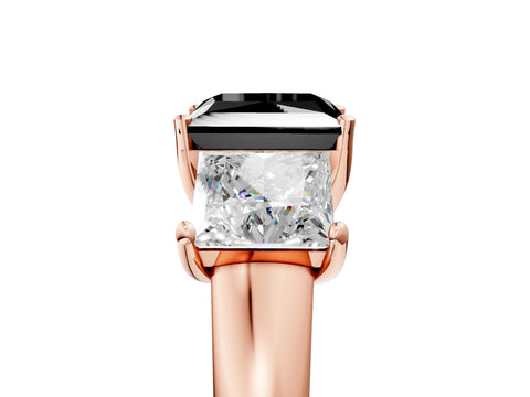 Rose gold Three-Stone Fancy Black Princess Cut Cut Solitaire Ring with Classic Prong Setting_5