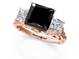 Rose gold Three-Stone Fancy Black Princess Cut Diamond Braided Band Ring with Four-Prong Setting_13