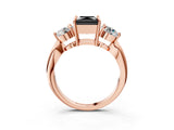 Rose gold Three-Stone Fancy Black Princess Cut Diamond Channel Set Engagement Ring with Prong Setting_15
