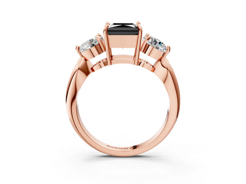 Rose gold Three-Stone Fancy Black Princess Cut Diamond Channel Set Engagement Ring with Prong Setting_3