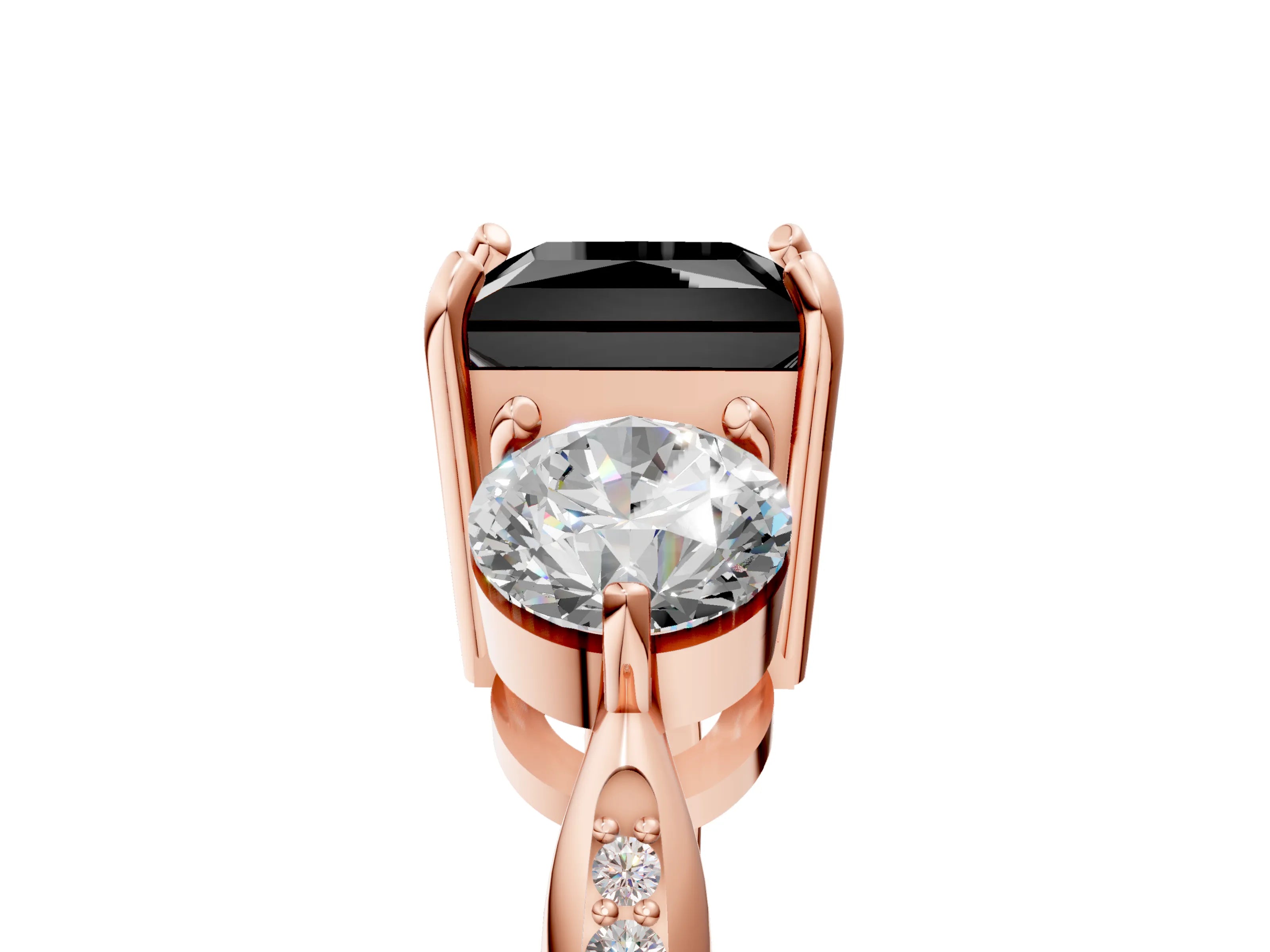 Rose gold Three-Stone Fancy Black Princess Cut Diamond Channel Set Engagement Ring with Prong Setting_5