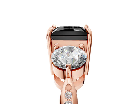 Rose gold Three-Stone Fancy Black Princess Cut Diamond Channel Set Engagement Ring with Prong Setting_5