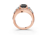 Rose gold Three-Stone Fancy Black Princess Cut Diamond Engagement Ring with Pave Band and Prong Setting_3