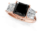 Rose gold Three-Stone Fancy Black Princess Cut Diamond Engagement Ring with Prong Setting_4