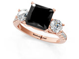 Rose gold Three-Stone Fancy Black Princess Cut Diamond Pavé Band with Four-Prong Setting_1
