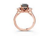 Rose gold Three-Stone Fancy Black Princess Cut Diamond Pavé Band with Four-Prong Setting_3