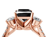 Rose gold Three-Stone Fancy Black Princess Cut Diamond Pavé Band with Four-Prong Setting_4