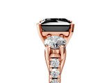 Rose gold Three-Stone Fancy Black Princess Cut Diamond Pavé Band with Four-Prong Setting_5