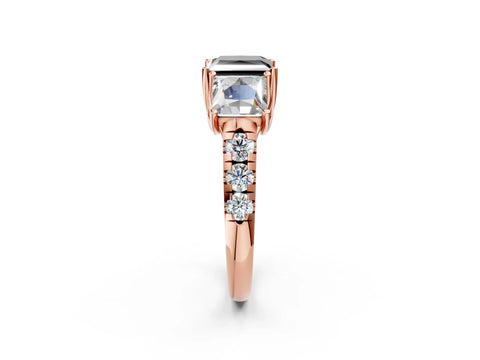 Rose gold Three-Stone Fancy Black Princess Cut Diamond Pavé Band with Prong Setting_2