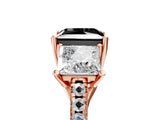 Rose gold Three-Stone Fancy Black Princess Cut Diamond Ring with Pavé Band and Prong Setting_29