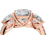 Rose gold Three-Stone Fancy Black Princess Cut Diamond Ring with Pavé Band and Prong Setting_40