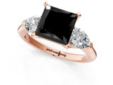 Rose gold Three-Stone Fancy Black Princess Cut Diamond Ring with Pear Side Stones and Four-Prong Setting_1