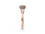 Rose gold Three-Stone Fancy Black Princess Cut Diamond Ring with Pear Side Stones and Four-Prong Setting_2