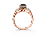 Rose gold Three-Stone Fancy Black Princess Cut Diamond Ring with Pear Side Stones and Four-Prong Setting_3