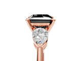Rose gold Three-Stone Fancy Black Princess Cut Diamond Ring with Pear Side Stones and Four-Prong Setting_5