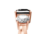 Rose gold Three-Stone Fancy Black Princess Cut Diamond Ring with Round Side Stones, Classic Band, and Four-Prong Setting_5