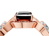 Rose gold Three-Stone Fancy Black Princess Cut Diamond Wave Pave Band with Prong Setting_28