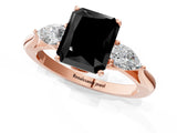 Rose gold Three-Stone Fancy Black Radiant Cut Brilliant Diamond Solitaire Ring with Tapered Band and Four-Prong Setting_4