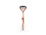 Rose gold Three-Stone Fancy Black Radiant Cut Brilliant Diamond Solitaire Ring with Tapered Band and Four-Prong Setting_5