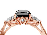 Rose gold Three-Stone Fancy Black Radiant Cut Brilliant Diamond Solitaire Ring with Tapered Band and Four-Prong Setting_7