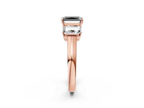 Rose gold Three-Stone Fancy Black Radiant Cut Brilliant Diamond Trellis Ring with Comfort Fit Band_2