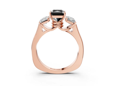 Rose gold Three-Stone Fancy Black Radiant Cut Brilliant Diamond Trellis Ring with Comfort Fit Band_3