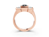 Rose gold Three Stone Fancy Black Radiant Cut Cut Channel Set Diamond Ring_3