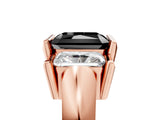 Rose gold Three Stone Fancy Black Radiant Cut Cut Channel Set Diamond Ring_5