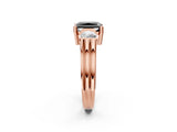 Rose gold Three-Stone Fancy Black Radiant Cut Cut Classic Band Prong Setting Ring_2